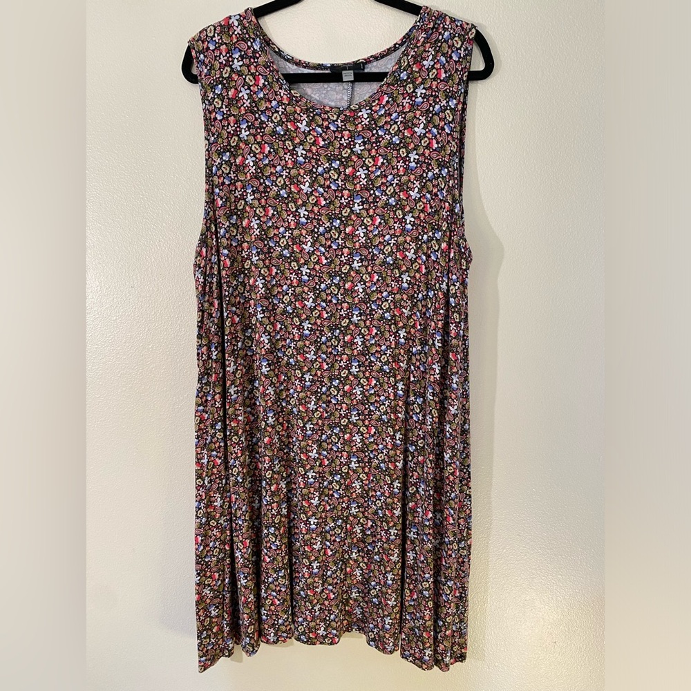 Tahari 3X Floral & Paisley knit sleeveless Dress